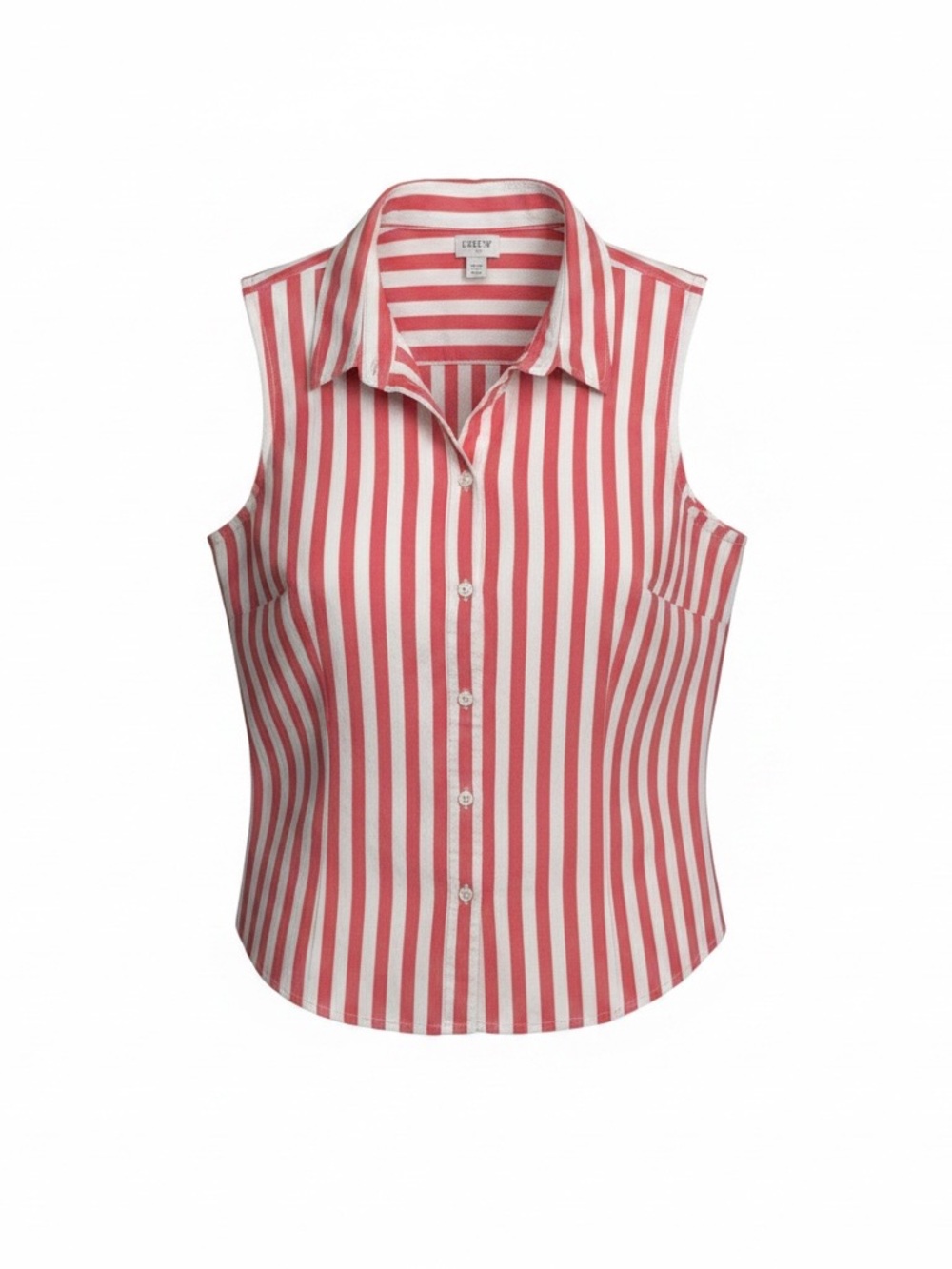 J. Crew Sleeveless Button-Front Stripe Top - Pink  & White